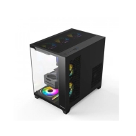 купить Компьютерный корпус Huntkey S920 Storm RGB, Без БП, 0.5mm, 2xUSB2.0, 1xUSB3.0, 3xARGB F, mATX, Black в Алматы фото 3