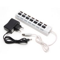 купить Расширитель USB, Deluxe, DUH7003WH, 7 Портов, USB 2.0 Hi-Speed, С кнопкой и индикатором вкл./выкл. для каждого порта, Блок питания на 220В, Белый в Алматы фото 2