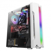 купить Корпус Wintek Flame D525-W TG, ATX/Micro ATX, USB 1*3.0/1*2.0, HD Mic,0,5mm, 1*12cm RGB пульт, White в Алматы фото 1