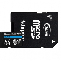 купить Карта памяти Team Group Elite MicroSDHC/SDXC 64GB U3 TEAUSDX64GIV30A103, 90MB/sec; Write: 45MB/sec + SD Adapter в Алматы фото 1
