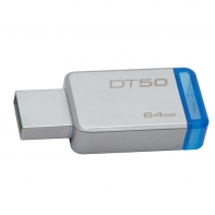 купить USB-накопитель, Kingston, DT50 64GB, USB 3.1, 5 Мб/сек, Серибристо-синий в Алматы фото 2