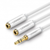 купить Аудиокабель UGREEN AV141 3.5mm male to 2 Female Audio Cable ABS Case, White, 10789 в Алматы фото 1