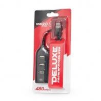 купить Расширитель USB, Deluxe, DUH4007BK, 4 Порта, USB 2.0 Hi-Speed, Кабель 50 см, Чёрный в Алматы фото 2