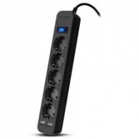 купить Сетевой фильтр SVEN SF-05LU 3,0 м (5 евро розеток,2 USB) черный в Алматы фото 1