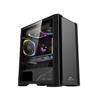 Купить Корпус Wintek Andromeda D531-B TG, Micro ATX, USB 2*3.0/1*2.0, HD Mic, 0,5mm, 3*12cm ARGB (контроллер   пульт д/у в комплекте), чёрный Алматы