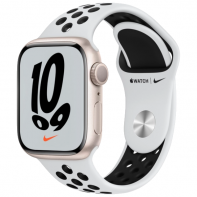 купить Apple Watch Nike Series 7 GPS, 45mm Starlight Aluminium Case with Pure Platinum/Black Nike Sport Band - Regular, A2474 в Алматы фото 1