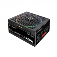 купить Блок питания, Thermaltake, Smart Pro RGB 850W (PS-SPR-0850FPCBEU-R), 850W, ATX, 80 Plus Bronze, APFC, 20 4 pin, 4 4pin, 9*Sata, 6*Molex, 1*FDD, 4*PCI-E 6 2 pin, Вентилятор RGB 14 см, Кабель питания, Чёрный в Алматы