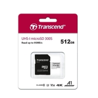 купить Карта памяти Micro SDXC 512GB Transcend, Class 10 U3 A1, адаптер, 100/85 МБайт/с TS512GUSD300S-A в Алматы фото 1
