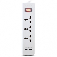 купить Сетевой фильтр, HuntKey, SZM307, 3 универсальные розетки / 2 USB 2.1 A, 1,5 м, Автоматическое отключение при нагрузке больше 10A, Белый в Алматы фото 1