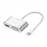 купить Переходник UGREEN MM123 USB Type C to HDMI + VGA Converter (White) в Алматы фото 1