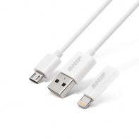 купить Интерфейсный кабель, SHIP, API08MUPWB, MICRO USB Apple 8pin, Lightning переходник, IOS 7, Белый, Блистер, 1 м. в Алматы фото 1