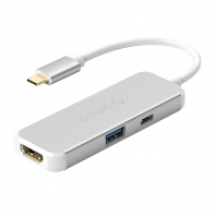 купить Адаптер ORICO XD-314-SV-BP <HDMI, USB3.0, Type-C, ?5V-20V~3A?, 3840*2160@30Hz, Cable 15cm, 86*30*10mm> в Алматы фото 1