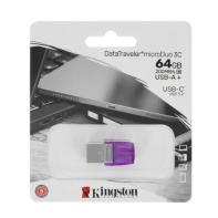 Купить USB-flash Kingston 64GB DTDUO3CG3/64GB, двойной интерфейс USB Type-C и Type-A, 200 МБ/с (чтение), USB 3.2 Gen 1 Алматы