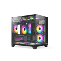 купить Компьютерный корпус Huntkey S920 Storm RGB, Без БП, 0.5mm, 2xUSB2.0, 1xUSB3.0, 3xARGB F, mATX, Black в Алматы фото 2