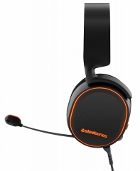 купить Наушники, Steelseries, Arctis 5 Black (2019 Edition), 61504, Игровая гарнитура, Микрофон выдвижной гибкий, Пульт управления, Динамики 50 мм, 30 мВт, 3.5 Mini Jack   адаптер 2*3.5 Mini Jack для аудио и микрофона, Чёрный в Алматы фото 2