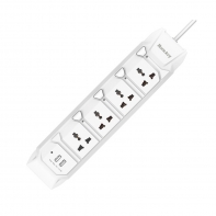 купить Сетевой фильтр, HuntKey, SZL407 3M, 4 универсальные розетки / 2 USB 2.4A, 3 м, Независимые выключатели, Защита от перегрузок, Автоматическое отключение при нагрузке больше 10A, Белый в Алматы фото 1