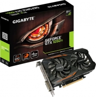 купить Gigabyte GTX1050Ti OC, GV-N105TOC-4GD, 4G/128bit GDDR5, 1455 MHz/ 1341  MHz, DVI-D, HDMI 2.0, Display Port в Алматы фото 1
