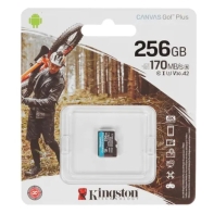 купить Карта памяти MicroSD, Kingston Canvas Go! Plus, 256GB, SDCG3/256GBSP, Class 10, UHS-I, R170/W70 в Алматы фото 1