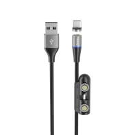 купить Кабель Olmio MagCable 3in1, USB 2.0 - microUSB/typeC/8-pin, 1,2м, 3A, текстильная оплетка, черный в Алматы фото 1