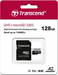 Купить Карта памяти MicroSD 128GB Class 10 U3 A2 Transcend TS128GUSD330S Алматы