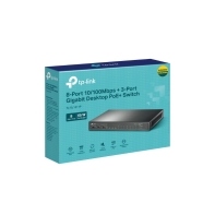 купить Коммутатор PoE+ 10-портовый Tp-Link TL-SL1311P <8 портов 10/100M PoE+ IEEE 802.3af/at), 2 GbE порта RJ45, 1 гигабитный порт SFP, бюджет мощности PoE 65W, дальность передачи данных и питания в режиме расширения &mdash; до 250 м> в Алматы фото 3