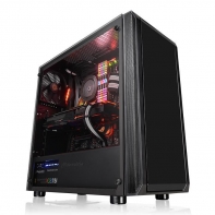 купить Компьютерный корпус, Thermaltake, Versa J23 TG, CA-1L6-00M1WN-00, ATX/Micro ATX/Mini-ITX, USB 3.0/2*2.0, HD-Audio Mic, 1*120 мм (зад.панель), Высота процессорного куллера до 160 мм, Длина VGA до 310 мм, 2*3.5*/4*2.5*, 447*205*455 мм, Без Б/П, Чёрный в Алматы фото 1