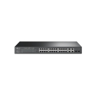 Купить Коммутатор PoE+ Smart 28-портовый Tp-Link SL2428P <JetStream™ 24 порта 10/100 PoE+ 802.3at/af (max 30W на порт) + 4 Gigabit RJ45 (2 Combo SFP), бюджет мощности PoE 250W> Алматы