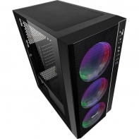 купить Корпус Wintek Style K208 TG, ATX/Micro ATX, USB 1*3.0/2*2.0, 0,55 mm, 3*12cm SR Rainbow fan в Алматы фото 2