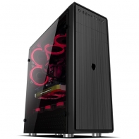 купить Корпус NOMAD Titan без БП, USB 3.0*1 + 1.1*2, HD Audio, черный матовый, толщина металла 0.6мм,передняя панель пластик с RGB подсветкой, боковые стенки металл, фильтр защита от пыли, HALO RED FAN с подсветкой *4 спереди, HALO RED FAN *2 на задней стен в Алматы фото 1