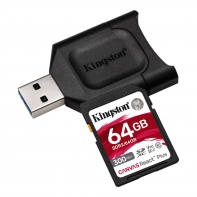 купить Карта памяти SD, Kingston Canvas React Plus, 64GB, MLPR2/64GB, UHS-II, R300/W260 + USB Adapter в Алматы фото 2