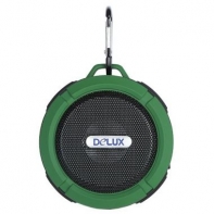 купить Колонки, Delux, DLS-Q11BB, Портативные, Bluetooth, Порт mini-USB, Поддержка *hands-free*, RMS 1W*2, Крепление в виде присоски, Карабин, Чёрно-зелёный в Алматы фото 3