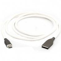 купить Кабель PowerPlant USB - microUSB, 2м, силикон, белый в Алматы фото 1