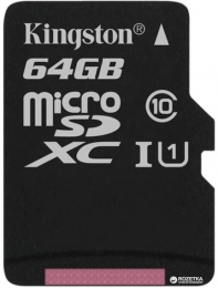 купить Карта памяти MicroSD 64GB Class 10 U1 Kingston SDCS/64GBSP в Алматы фото 1