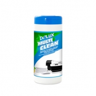купить Чистящие салфетки, Delux, Multi Clean 100, Для ухода за пластиковыми поверхностями 100 шт, Большая туба, Удаление пыли и жирных пятен, Дезинфицируют пластиковые поверхности, Не вызывают аллергии в Алматы фото 1