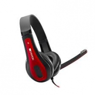 купить CANYON HSC-1 basic PC headset with microphone, combined 3.5mm plug, leather pads, Flat cable length 2.0m, 160*60*160mm, 0.13kg, Black-red в Алматы фото 4