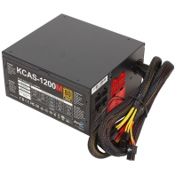 купить Блок питания, Aerocool, KCAS-1200M, 1200W, ATX, APFC, 20 4 pin, 4 4pin, 10*Sata, 6*Molex, 1*FDD, 8*PCI-E 6 2 pin, Поддержка Haswell, Вентилятор 14 см, Кабель питания, Чёрный в Алматы фото 1