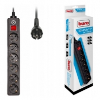 купить Сетевой фильтр Buro 600SH-5-B 5м 10A/2.2кВт (6 розеток) черный (коробка) в Алматы фото 1