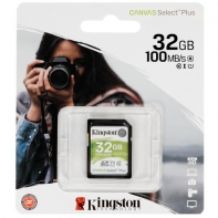 купить Карта памяти SD, Kingston Canvas Select Plus, 32GB, SDS2/32GB, UHS-I, R100, V10 в Алматы фото 1