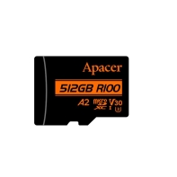 купить Карта памяти Micro SDXC 512GB Apacer, Class 10, UHS-I U3, V30, A2, адаптер, 100/80 Мбайт/с  AP512GMCSX10U8-R в Алматы фото 1