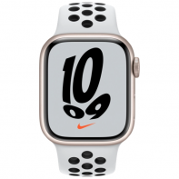 купить Apple Watch Nike Series 7 GPS, 41mm Starlight Aluminium Case with Pure Platinum/Black Nike Sport Band - Regular, A2473 в Алматы фото 1