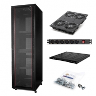 купить Шкаф серверный, SHIP, CO 601.6824.24.100, 124 серия, 19** 24U, 600*800*1200 мм, Ш*Г*В, IP20, В комплекте: стац. полка-1 шт, сет. фильтр-1 шт, вент. панель-1шт, комплект крепежа-20шт, Чёрный в Алматы фото 2