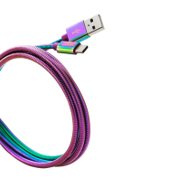 купить CANYON UC-7 Type C USB 2.0 standard cable, Power output 5V/9V 2A, OD 3.8mm, metal shell, cable length 1.2m, Rainbow, 14*6*1000mm, 0.04kg в Алматы фото 2
