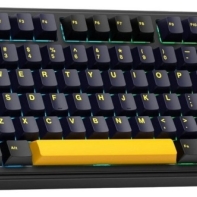 купить Клавиатура AULA F75, mechanical, Gray Wood V3 switch, 80 keys EN/RU, 2.4/BT/cable, Black-dblu-orange в Алматы фото 1