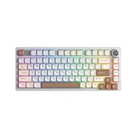 Купить Клавиатура AULA Hi75C Pro, White+Brown+Light Yellow, mechanical, Turquoise switch, EN/RU/KZ, 2.4/BT/USB-C Алматы