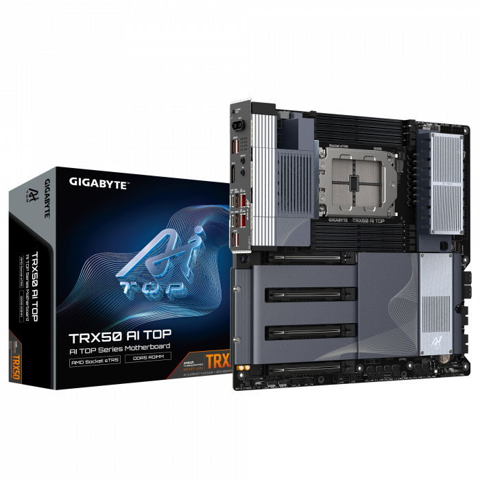 купить Сист.плата GigabyteTRX50 AI TOP 1.0, TRX50, TR5, 8xECC RDIMM DDR5, 4xPCI-E x16, 2xUSB 4.0 Type C, WIFI7, BOX в Алматы