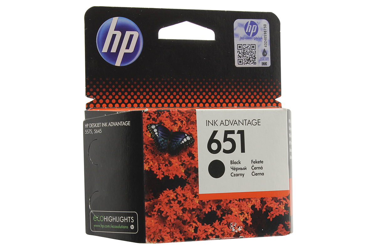 Купить Оригинальный струйный картридж HP 651, Черный Алматы