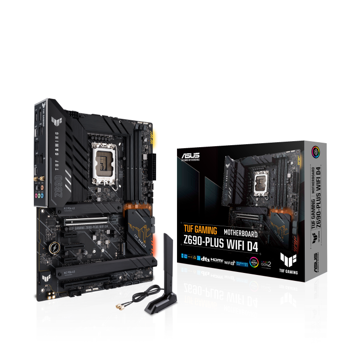 купить Сист. плата ASUS TUF GAMING Z690-PLUS WIFI D4, Z690, 1700, 4xDIMM DDR4, 2xPCI-E x16, 2xPCI-E x1, PCI-Ex4, M.2, SATA,HDMI в Алматы фото 1