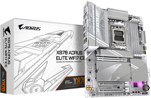 Купить Сист.плата Gigabyte X870 A ELITE WF7 ICE 1.0, X870, AM5, 4xDIMM DDR5, 3xPCI-E x16, 4xM.2, 4xSATA, HDMI, WIFI7, BOX Алматы